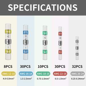 Kit de connecteurs de fils à souder, 110 pièces, assortiment de bornes étanches thermorétractables pour la réparation des câblages électriques - Product Image 3