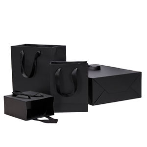 Sacs en papier kraft de luxe écologiques imprimés à la main avec poignée, blanc et brun, logo personnalisé pour le shopping, emballage de cadeaux - Product Image 4