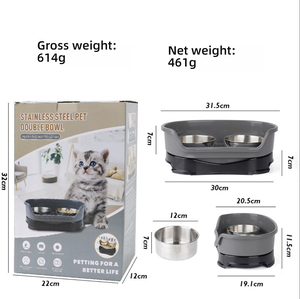 Köpekler için yeni paslanmaz çelik çift kase yeme ve içme için saptırma ile kaymaz Pet besleyici - Product Image 5