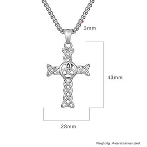 Kalung salib baja Titanium Pria Wanita, perhiasan rantai Tautan Kuba baja Titanium liontin simpul abadi - Product Image 6