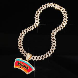 Directo de fábrica San <span class=keywords><strong>Antonio</strong></span> Spurs colgante baloncesto Campeonato collares estilo Hip Hop chapado en oro Iced Out cadena de eslabones cubanos - Product Image 5