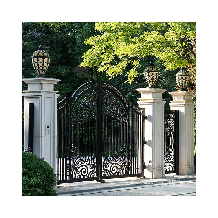 Заводские цены, садовые ворота, высококачественные кованые дизайнерские железные ворота