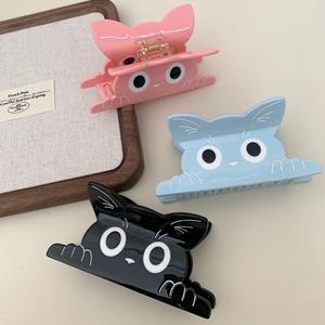 Jepit Rambut Akrilik Desain Kustom QianJin Motif Kucing Kartun, Jepit Rambut Model Cakar Hiu, Jepit Rambut Sederhana Manis, Gaya Imut untuk Aksesoris Wanita - Product Image 2