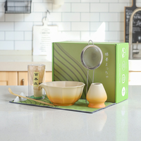 Ensemble Matcha Japonais Essentiel Personnalisé 5 Pièces, Accessoires en Porcelaine de Haute Qualité, Design Cartoon Écologique pour Service à Café et Thé
