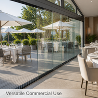 Portes coulissantes en verre sans cadre synchronisées pour l'extérieur et l'intérieur, pour balcon, jardin, double vitrage, verre trempé, isolation thermique