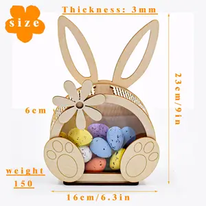 Easter Wooden Bunny Egg Creative Home Decoration Party Decoration DIY Handmade Rabbit Storage Piggy Bank