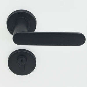 Black <b>Handle</b> Round Base <b>Modern</b> European Solid Stainless Steel High Quality Apartment Black <b>Door</b> <b>Handles</b> - Product Image 1