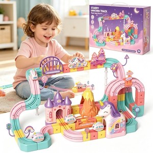 Jouet de piste de course Licorne Dreamland, piste à engrenages anti-gravité à 3 rails, kit de construction magnétique électrique, jouets éducatifs pour enfants - Product Image 3