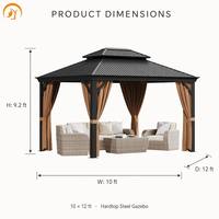 Gazebo de Acero Galvanizado Doble con Techo Rígido para Asados al Aire Libre, Pérgola Resistente al Viento, Fácil de Montar con Pantalla para Jardín