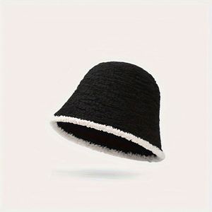 Nuevo Sombrero de Pescador de Felpa Tejida para Mujer, Negro, de Moda, para Otoño e Invierno, Estilo Dulce y Ligero, Tipo Cuenco - Product Image 2