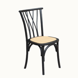 Silla Bistro Apilable de <span class=keywords><strong>Roble</strong></span> con Respaldo Tejido, Sillas de Comedor Cómodas de Diseño Rústico Francés para Sala de Estar <span class=keywords><strong>y</strong></span> Hotel - Product Image 5