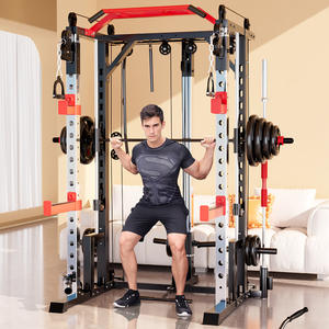 מתקן אימונים רב תכליתי ממתכת לשימוש ביתי מדגם Lx Smith עם מתקן סקוואט, ספסל לחיצה ומתקן למוטות - Product Image 3