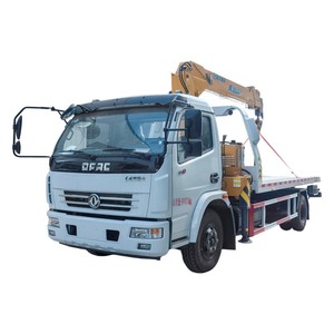รถยกติดเครน Dongfeng Duolica 4x2 แบบพื้นเรียบ พร้อมเครนแขน 5 ตัน รถลากแบบสไลด์เบด พร้อมรีโมทคอนโทรลวินช์ - Product Image 1