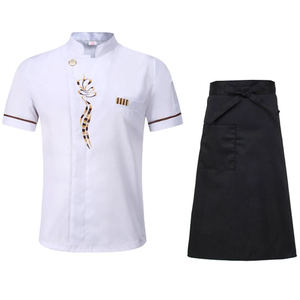 Haut <span class=keywords><strong>de</strong></span> serveuse unisexe à manches courtes, chemise <span class=keywords><strong>de</strong></span> restaurant, pantalon, polyester/coton, jupe <span class=keywords><strong>de</strong></span> chef, uniforme d'hôtel, impression numérique, ménage - Product Image 3