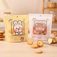 En stock, sac d'emballage pour biscuits givrés avec poignée découpée, pochette refermable de qualité alimentaire pour les en-cas de boulangerie