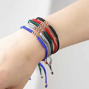 Handmade chuỗi dây bện có thể điều chỉnh dây vòng đeo tay không thấm nước tăng vàng ba hạt chuỗi chủ đề dệt vòng tay tình bạn - Product Image 1