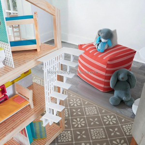 Maison de poupée en bois grande taille pour enfants avec accessoires, modèle de chambre et meubles, jouets pour enfants, jeu à quatre côtés - Product Image 3
