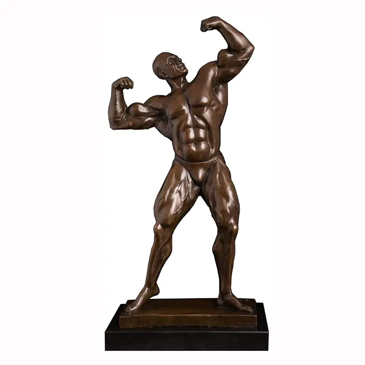 Home Decoratie Levensgrote Metalen Figuur Standbeeld Brons Bodybuilding Naakt Man Standbeeld Sculptuur Te Koop