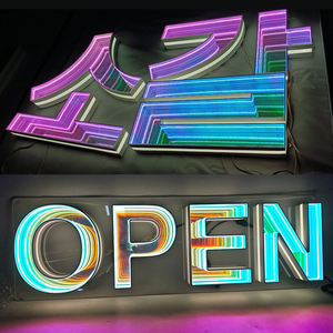 Led <span class=keywords><strong>OPEN</strong></span> 3D Infinite Mirror Letter Publicidad Sign Mirror Custom Luminous Acrylic Neon Letter Sign RGB Board Business logo Shop - Product Image 3