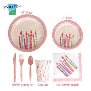 Ensemble d'assiettes et de serviettes de table jetables avec logo personnalisé Ensembles de décoration pour fête d'<span class=keywords><strong>anniversaire</strong></span> d'enfants heureux - Product Image 3