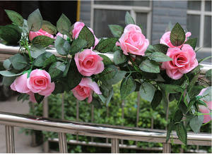 ดอกไม้ประดิษฐ์พลาสติกขายส่ง พวงดอกไม้ใบไม้สีเขียว พวงดอกไม้ประดับตกแต่งบ้านงานแต่งงาน กุหลาบประดิษฐ์ - Product Image 6