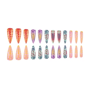 Suministros para <span class=keywords><strong>uñas</strong></span> hechos a mano Super Long Stiletto Press en <span class=keywords><strong>uñas</strong></span> al por mayor 24 piezas acrílico <span class=keywords><strong>uñas</strong></span> postizas arte <span class=keywords><strong>con</strong></span> <span class=keywords><strong>rayas</strong></span> <span class=keywords><strong>de</strong></span> cebra coloridas - Product Image 3