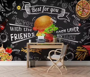 Papel Tapiz Autoadhesivo con Diseño de Comida Rápida Americana, Mural de Hamburguesas <span class=keywords><strong>y</strong></span> Pizza <span class=keywords><strong>para</strong></span> Restaurante - Product Image 1