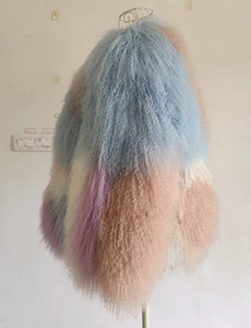 YR316 aceptar personalizado hacer mujeres cuello redondo moda bloque Color abrigo Real mongol chaqueta de piel de cordero - Product Image 3