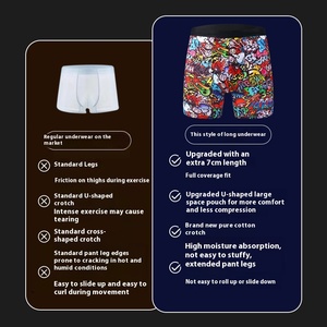 Men's Mid-Rise 4XL 5XL <strong>Long</strong> Leg <strong>Boxer</strong> Underwear Breathable Knitted Sports Anti-Abrasion Explosive Colorful Printed <strong>Boxer</strong> <strong>Briefs</strong> - Product Image 2
