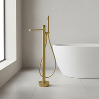 Meilleures ventes : Ensemble de douche et robinetterie de baignoire en laiton doré, mitigeur monocommande avec cascade douce, pour baignoire autoportante à montage au sol