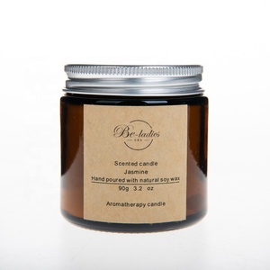 Luxury Bespoke Aromatherapy <strong>Essential</strong> <strong>Oil</strong> Soy Wax <strong>Candle</strong> in Amber Glass Jar - Product Image 5
