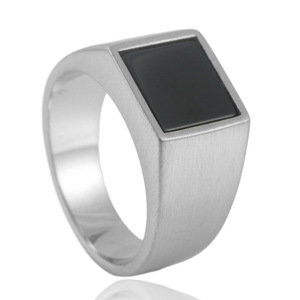 <b>Titanium</b> Steel Square <b>Ring</b> Bezel Setting Unisex Fashion Jewelry Gift 24027 - Product Image 5