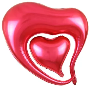 Balão laminado de alumínio de 40 ", balão de folha de alumínio com design exclusivo de 18 polegadas, decoração de coração duplo, festa de casamento, inflável