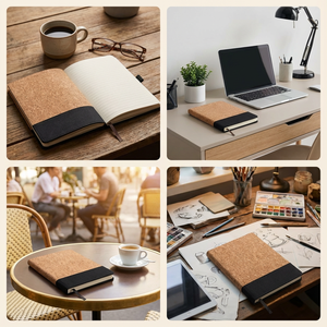 2026 Hot Selling JIUSI Model 1897 Custom A5 Business Eco Friendly Silk Screen Printed Soft Cork Cover Linen <b>Notebooks</b> for Office - Product Image 6