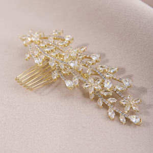 Vente directe d'usine, peigne à cheveux de luxe pour femmes, serti de zirconias, adapté aux coiffures élégantes et nobles pour les mariées, accessoires - Product Image 3