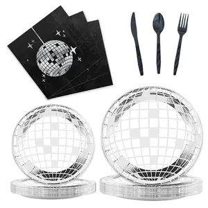 Disco Party Tableware Set Party Supplies Disposable Party Paper Plates for All Ages