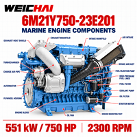Mesin Diesel Laut Kecepatan Tinggi Weichai 6M21 Seri 750hp 2300RPM 6M21Y750-23E201 untuk Kapal Pesiar dengan Sertifikat IMO