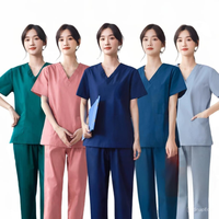 Tenues d'hôpital sur mesure à col en V, antibactériennes, pour le lavage des mains, en polyester et élasthanne absorbant la transpiration