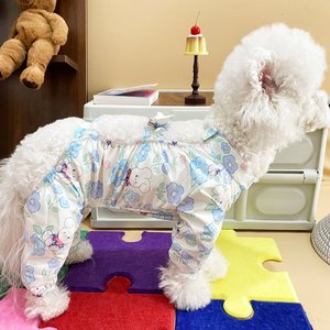 Floral Dog Pants Polyester Comfortable Four Legged Protection For Small Medium Dogs Spring Summer Autumn Walks - Product Image 1