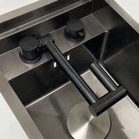 Robinet de cuisine thermostatique moderne SANIVITAL en céramique et acier inoxydable noir, pliable, monotrou, pour intérieur