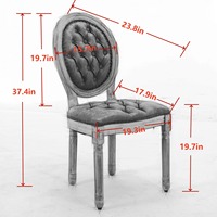 [Stock US] Ensemble de chaises de salle à manger en cuir PU sable, design français, élégant, luxueux, moderne, capitonné avec bois massif, acceptant le dropshipping US