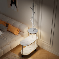 Table de chevet multifonctionnelle moderne en bois massif, lampe, porte-manteau, étagère de rangement intégrée pour chambre à coucher, table d'appoint mobile, petite table