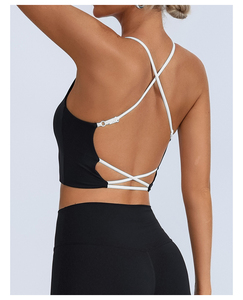 Soutien-gorge de sport croisé au dos pour femme avec coussinets amovibles, débardeur court ajusté pour fitness, yoga et entraînement – <span class=keywords><strong>En</strong></span> stock, OEM, ODM, livraison directe - Product Image 5