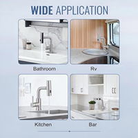 Robinet de cuisine extractible avec douchette, pivotant à 360°, monocommande, en acier flexible, pour hôtel et villa