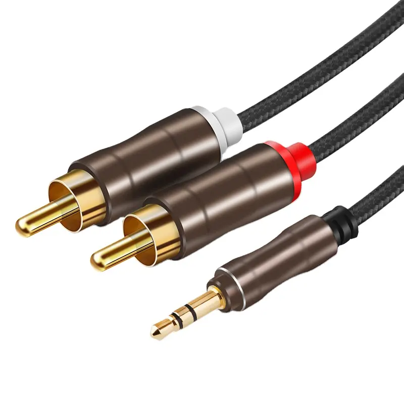 Customize Available Gold Plating Republic Satellite TV receiver 2 RCA To 3.5 Type C Audio AUX 3.5mm Jack RCA Cable