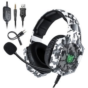 Muestra Gratuita de Auriculares para Juegos <span class=keywords><strong>ONIKUMA</strong></span> K8 Snow Camouflage Tácticos con Sonido Estéreo 7.1, Luz RGB Profesional - Product Image 1