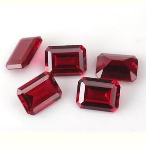 Starsgem Korund Grote 12X18Mm Bloed Ruby Stenen Synthetische Emerald Cut 5 # Ruby Prijzen Kunstmatige Ruby