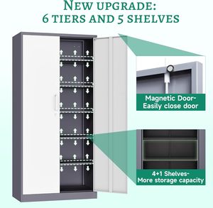High Quality Modern 2-Door Metal <strong>Storage</strong> Cabinet Adjustable Shelf Steel Locker <strong>Cupboard</strong> for Workshop Garage <strong>Utility</strong> Tool <strong>Storage</strong> - Product Image 4