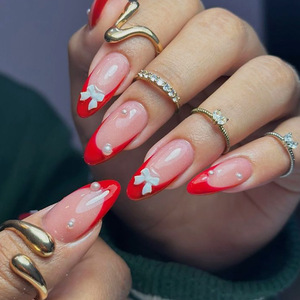 24 <span class=keywords><strong>Uñas</strong></span> Postizas Francesas Color Rojo Marrón para el Día <span class=keywords><strong>de</strong></span> <span class=keywords><strong>San</strong></span> <span class=keywords><strong>Valentín</strong></span>, Diseño <span class=keywords><strong>de</strong></span> Corazón con Lazo a Cuadros, <span class=keywords><strong>Uñas</strong></span> Postizas <span class=keywords><strong>de</strong></span> Cobertura Completa - Product Image 6