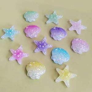 Étoile de mer en résine colorée d'animaux océaniques scintillants, coquille avec perles, adaptée aux bijoux de bricolage, décoration de la maison, ornement de chaussure - Product Image 1